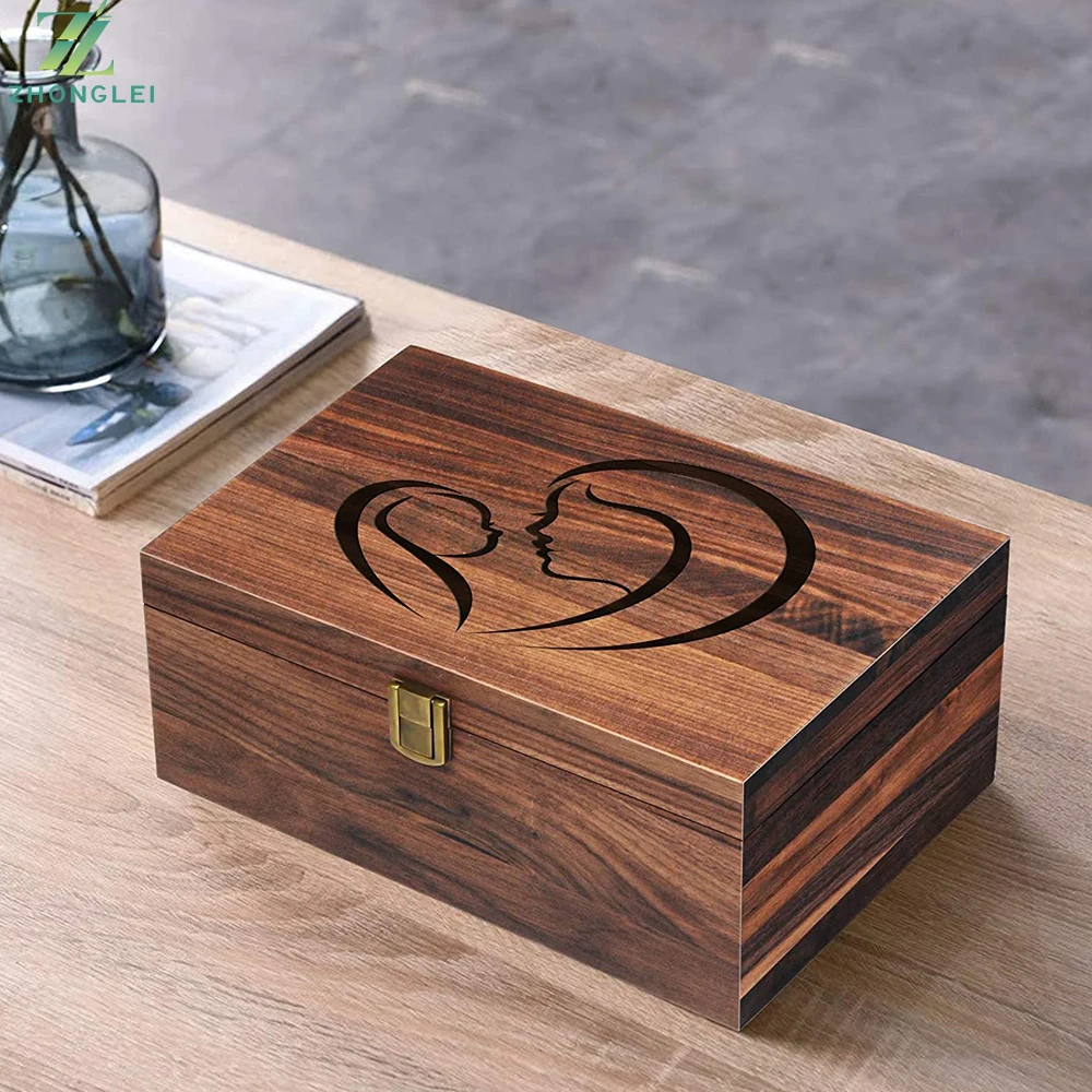 Memory Box for Keepsakes for Women Baby Wood Storage Box Wife Wood Keepsake Box Birthday Mother Baby Shower EXISTING Wooden Box with Hinged lid 