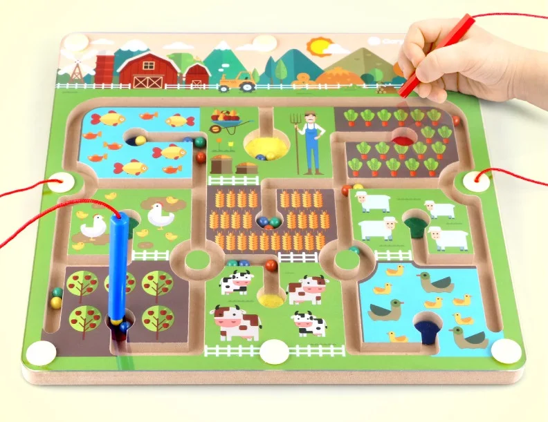 Gioco Montessori Da Ordinamento Colori In Legno Labirinto Magnetico Con Perline Mobili Controllo Sensoriale Bambini Da 7,52 € | DHgate