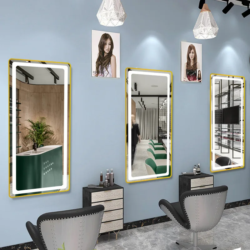 Modern LED Wall Mounted Hair Salon Mirror with Lights Barbershop