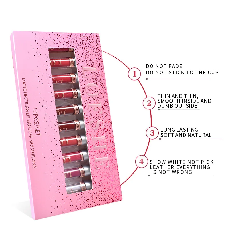 Private Label Cosmetics Vegan Cruelty Free  Kids 10 Colors Matte Smooth High Pigment Long Lasting Lip Gloss  Lipgloss Kit Set