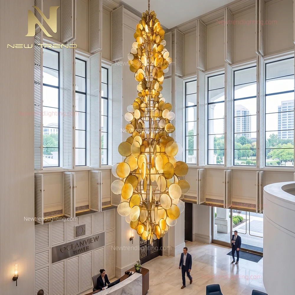 CPL-520 Custom Sculptural LED Chandelier: Oversized Bespoke Art Installation Lighting Manufacturer for Grand Hotel Halls