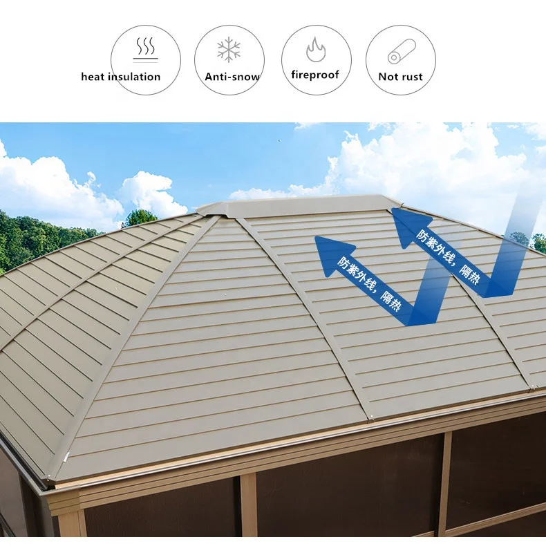 Professional Manufacturer Outdoor  Galvanized  Gazebo With Metal Roof Aluminium Sunroom