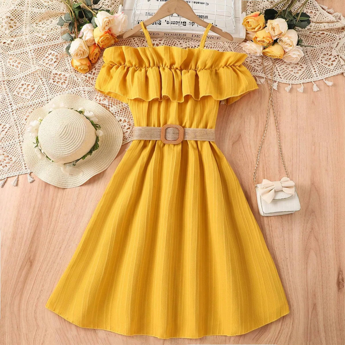 European Style One Shoulder Strap Dress for Girls of 10 Year Old Fashion  Girls Birthday Dresses Summer Dress Child Girl Party