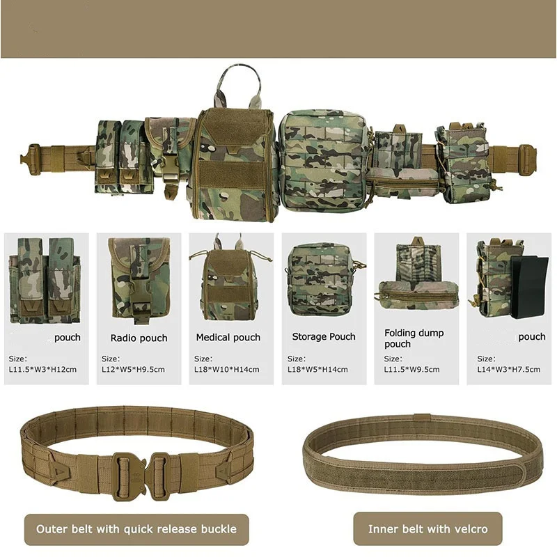 Multifunctional Tactical Belt with Accessories Security Duty Equipment Heavy Duty Tactical Belt Quick Release Rigger Belt