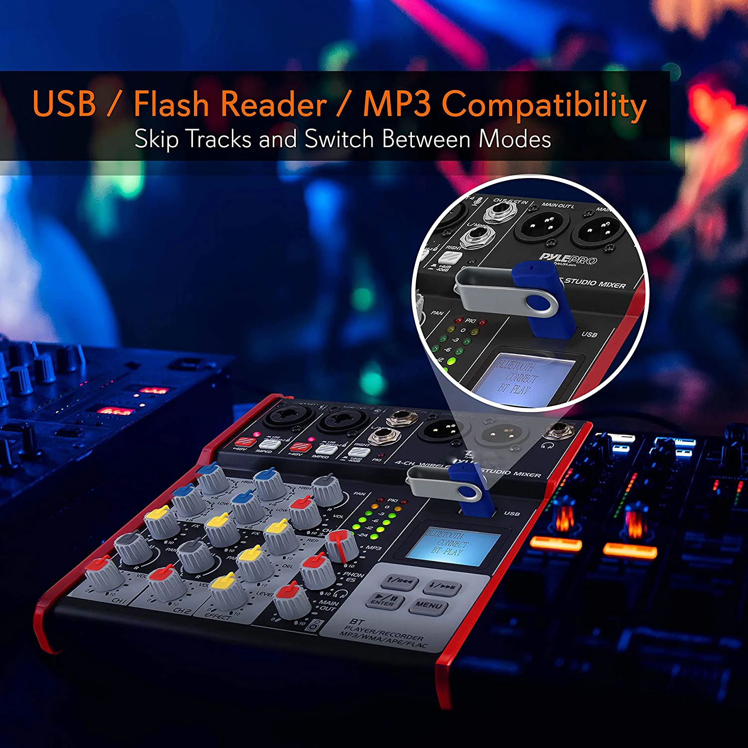 Compact 4-Channel Professional Audio Interface Mixer Console for Live Recording & Song Production
