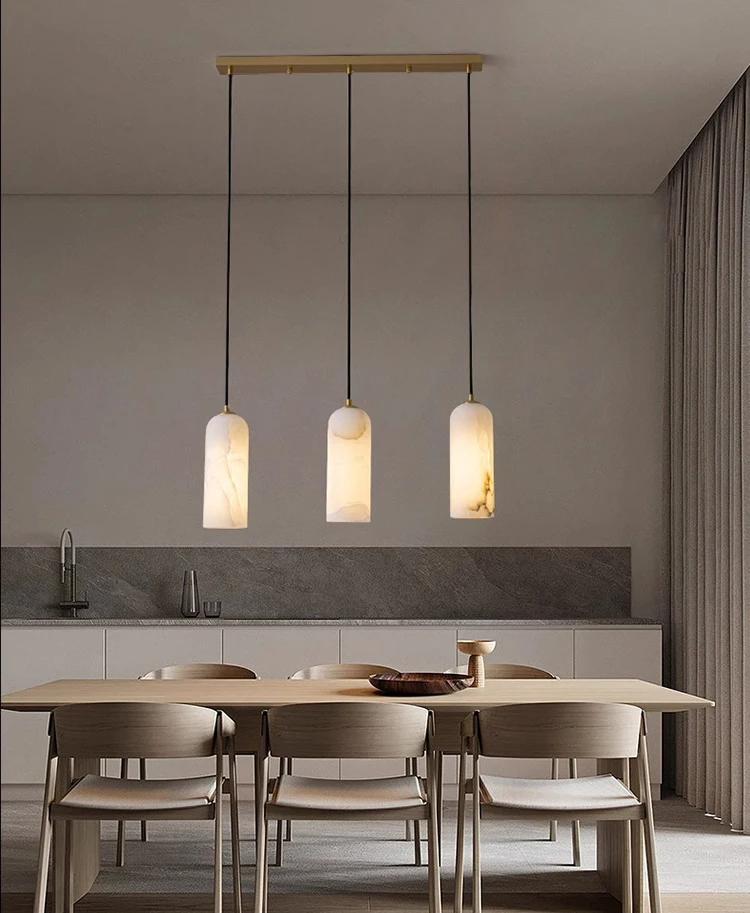 Modern Pendant Light Brass Alabaster Nordic Wabi-sabi Kitchen Island Lamp Luxury Villa Bar Decor Artistic Designer Hanging