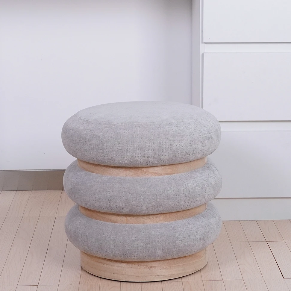 Living Room Lovely Ottoman Upholstery Round Stool Hot Sale Pouf Velvet Foot Stool
