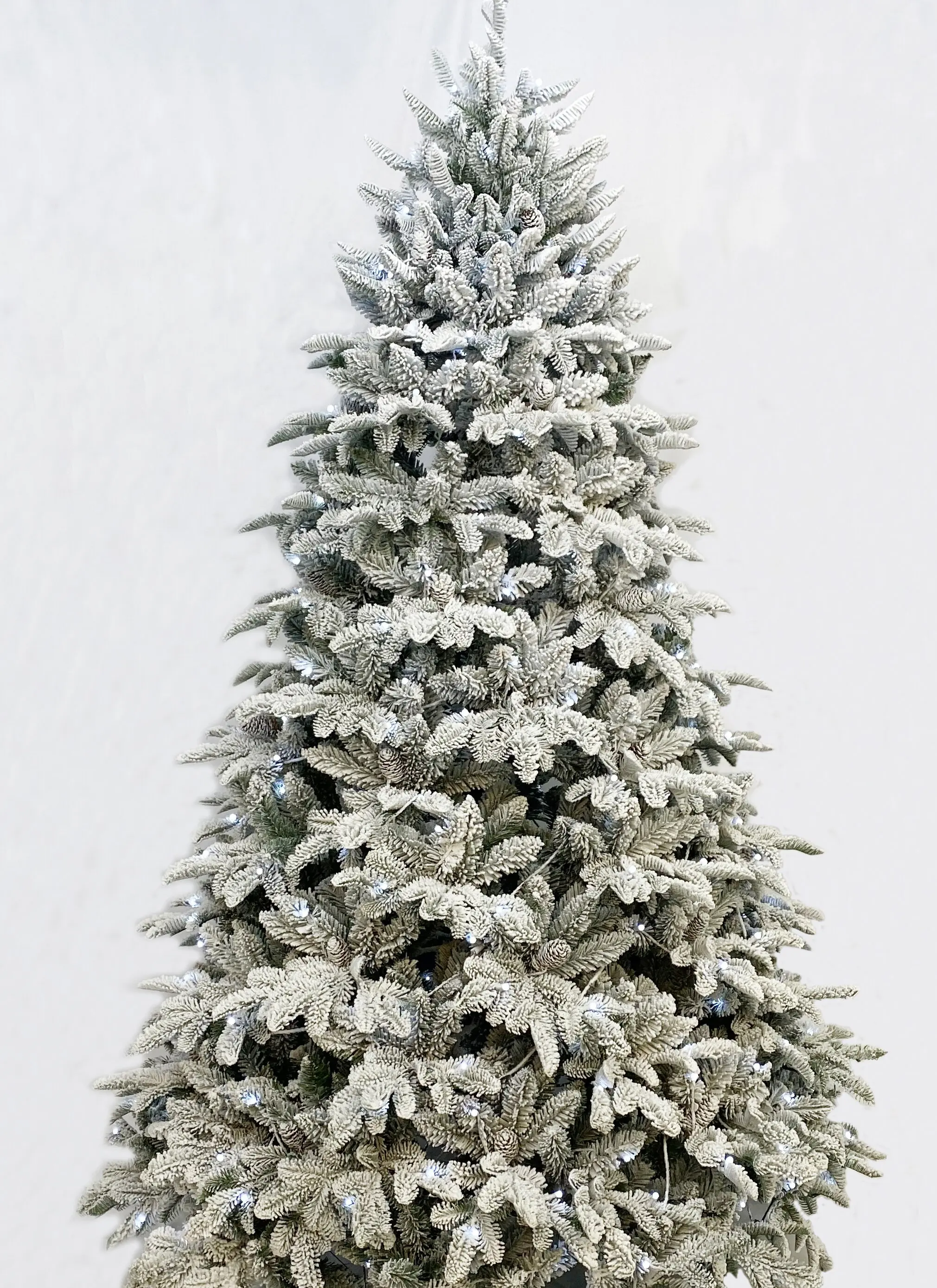 210cm Hot Sale White Heavy Snow Flock Christmas Tree Luxury Indoor Ornament with Cold White LED Lights for Home or Holiday Use details