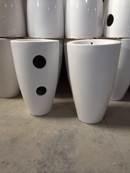 Economic Freestanding Ceramic Basin  Round Hand Wash Basin Bathroom Pedestal Sink For Office Building