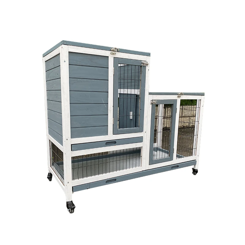 Cheap Design Hot Sale Prefabricated Custom Wooden 2 Story Castle Extrona Rabbit Hutch