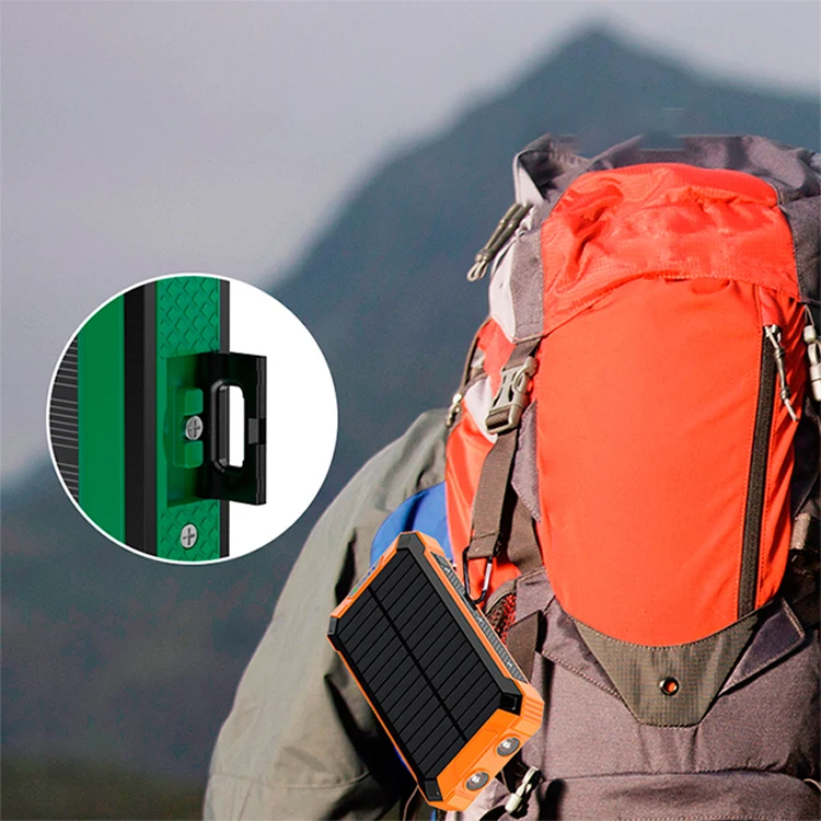 Custom OEM Big Battery Dual USB PD Strong LED Flashlight Outdoor Portable Easy Carry Wireless Charger Solar Power Bank 20000mah