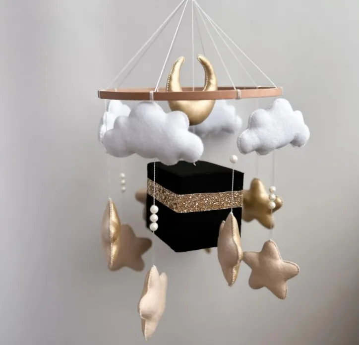 Kaaba Baby Mobile Islamic Kids Decor Neutral Gender Hanging Crib Mobile