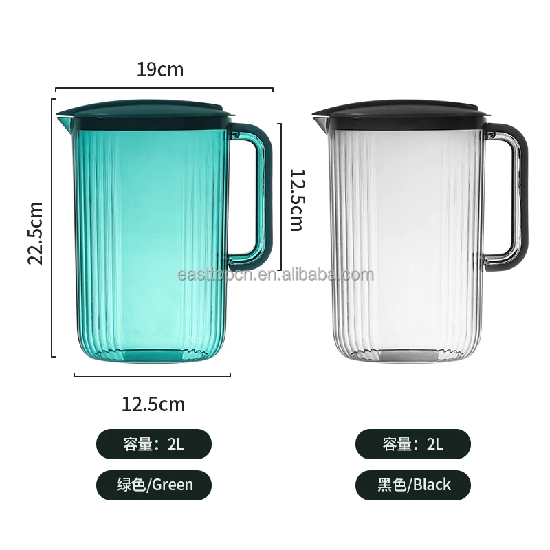 New Arrival 2000 Ml Water Kettle Filter Jug With 4 Cups Heat Resistance Amber Colored Water
