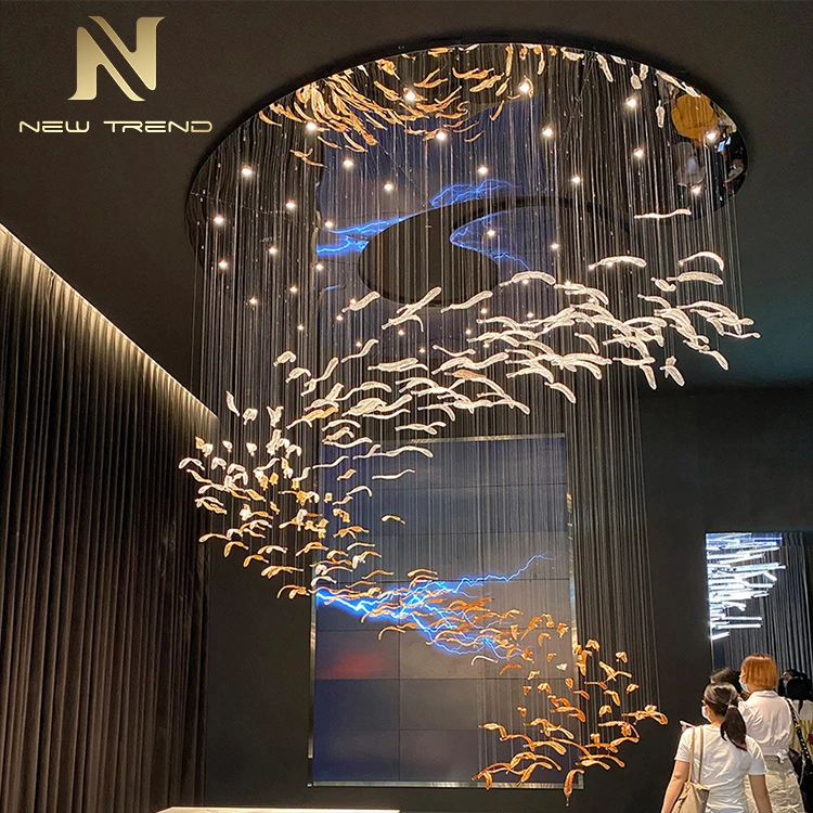 CPL-156 New Product Indoor Decoration Hotel Villa Mall Staircase Custom Large Glass LED Chandelier