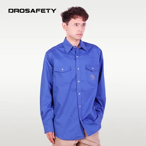Streetwear Construction Flame Retardant NFPA 2112 Protective Patchwork Color Workwear Welding Work Shirt