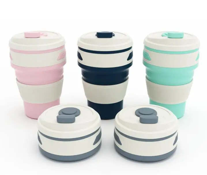 silicone travel mug 12oz water bottle 350ml collapsible cup