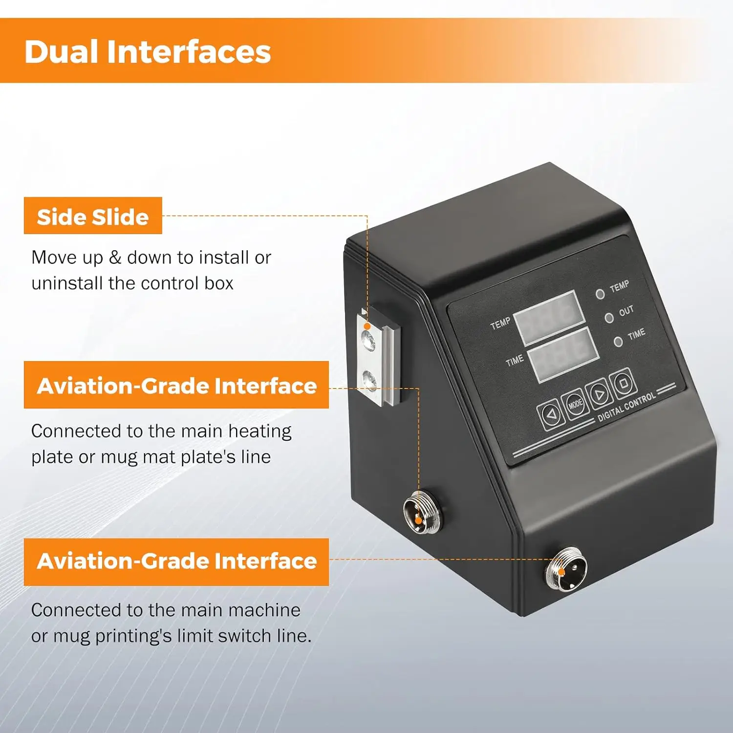 MIDA Heat Press Control Box Replacement Digital Panel Accessory Machine 1400W Temperature Controller 110V Attachment
