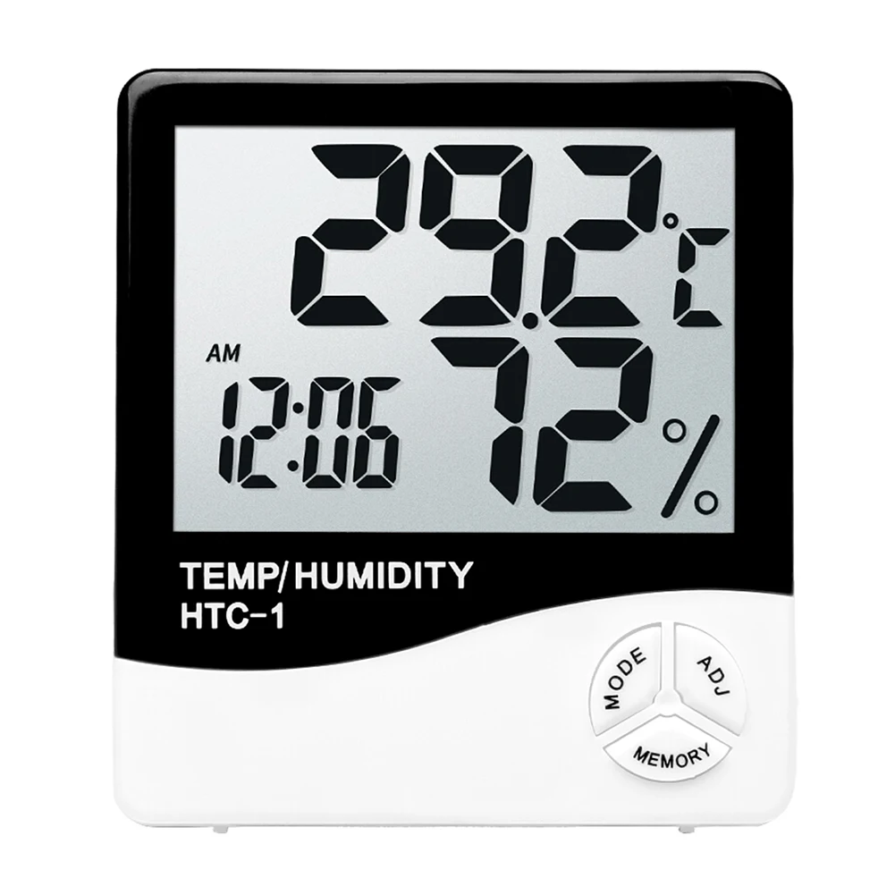 LCD Digital Temperature Humidity Thermometer Gauge Clock Hygrometer Meter Home 