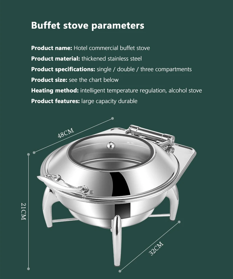 Other Hotel Supplies 6.5l Cheffing Stainless Steel Chef Dish Set Food Warmers Buffet Chafing