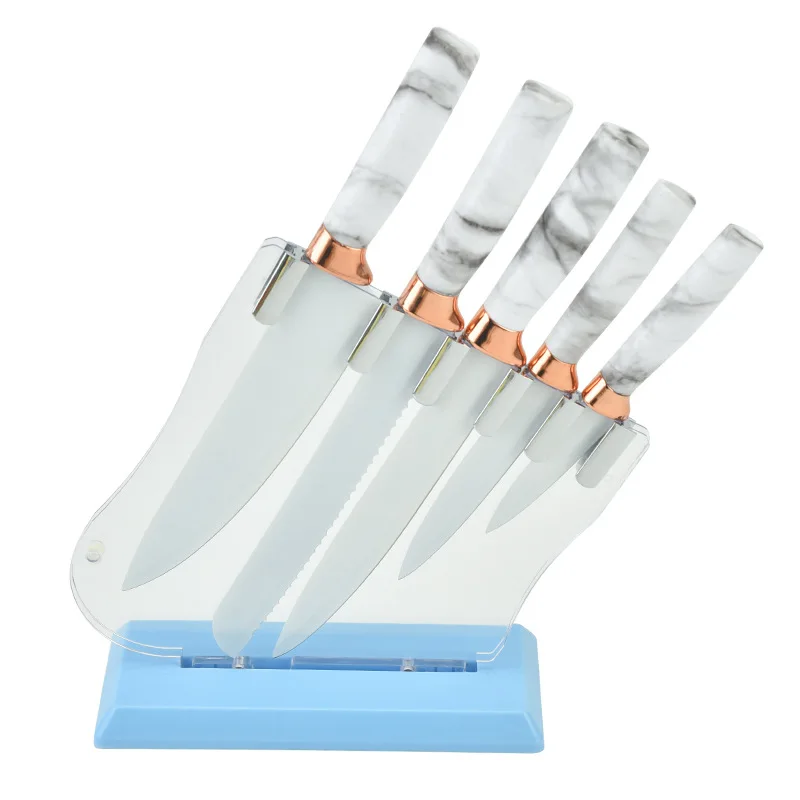 6 Piece Knife Set With Acrylic Knife Holder Skylight Version Marble