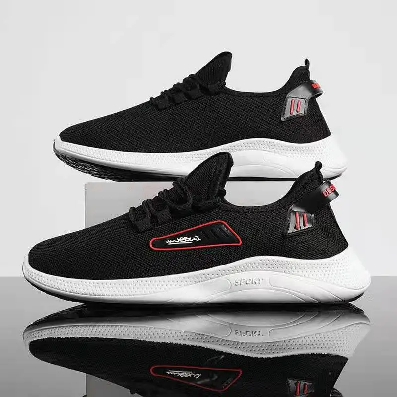 Cheap Men Sporty Casual Light Weight Breathable Black Running Shoes Summer Autumn Walking Shoes