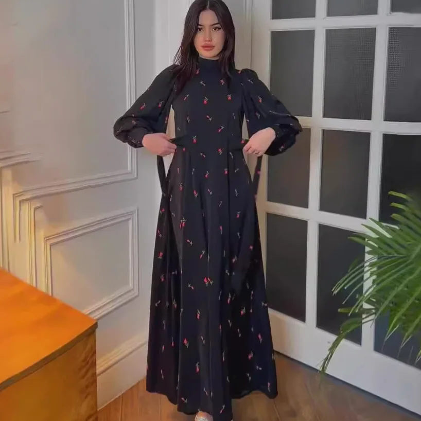 lace up loose dress Niche Design Breasted Loose Lace-up Long Dress Women's Summer Tight Waist Pleated Shirt Collar Stitching Dress