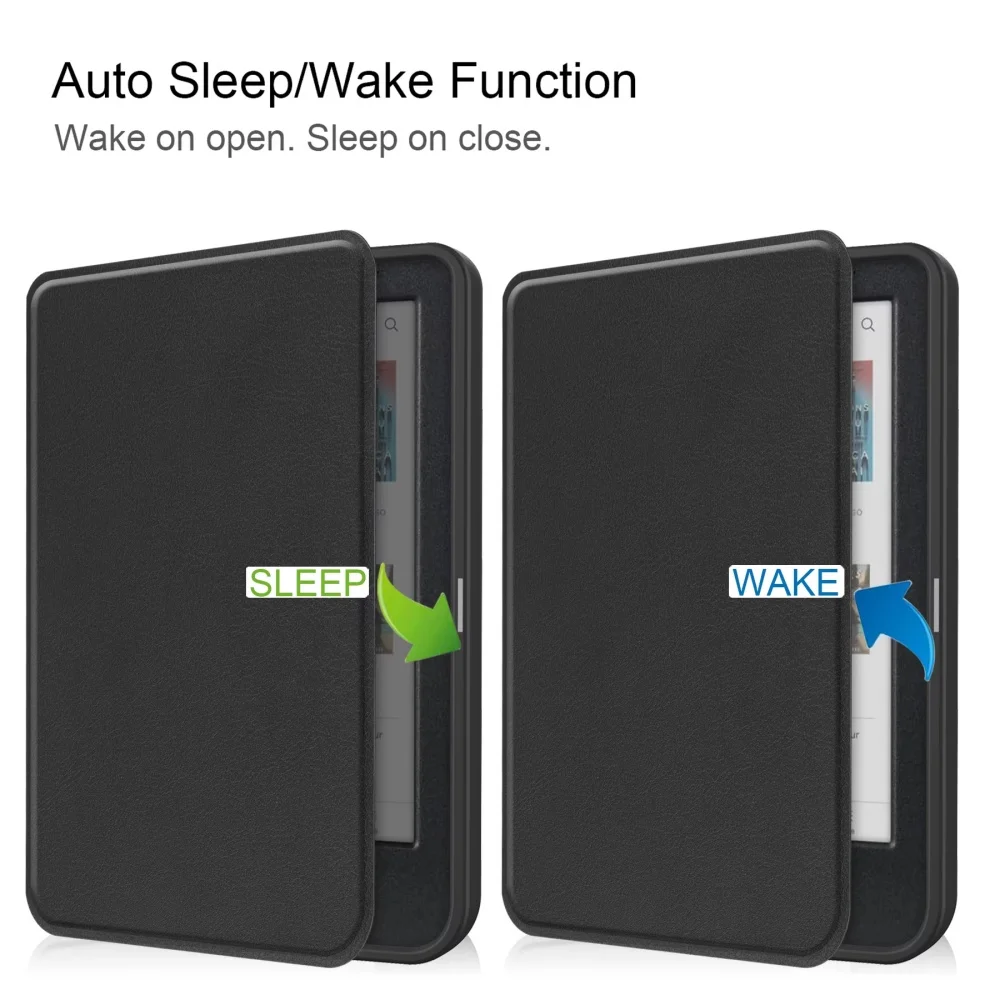 product new tpu leather e reader case scratch resistant  wraparound corner flat case  auto wake function for kobo clara colour laudtec-6