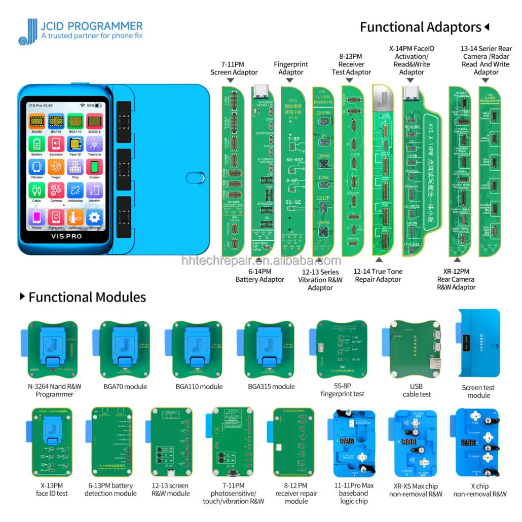 JCID V1S Pro Programmer For iPhone 7-15 Pro Max Battery/True Tone/Face  ID/Earspeaker/Rear/Front Camera Testing Repair| Alibaba.com