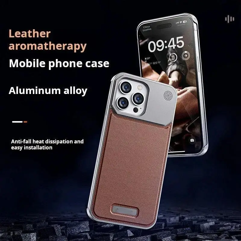 product metal frame aromatherapy phone case for iphone 17 pro max 16 pro max stainless steel bumper shockproof mobile phone cover-3