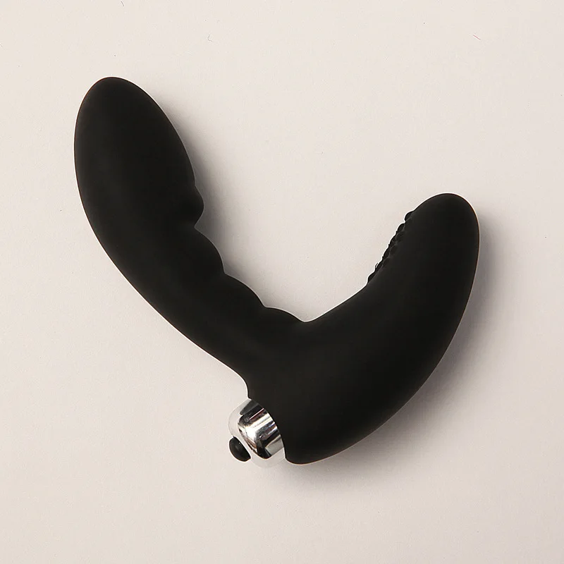 Amoura anal and prostate vibrator silicone butt plug with curved tip design
