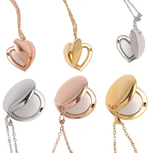 Hot Blank Heat Transfer Heart-Shaped Stainless Steel Couple Pendant Necklace Cross Border Photo Box Openable UV Digital Printing