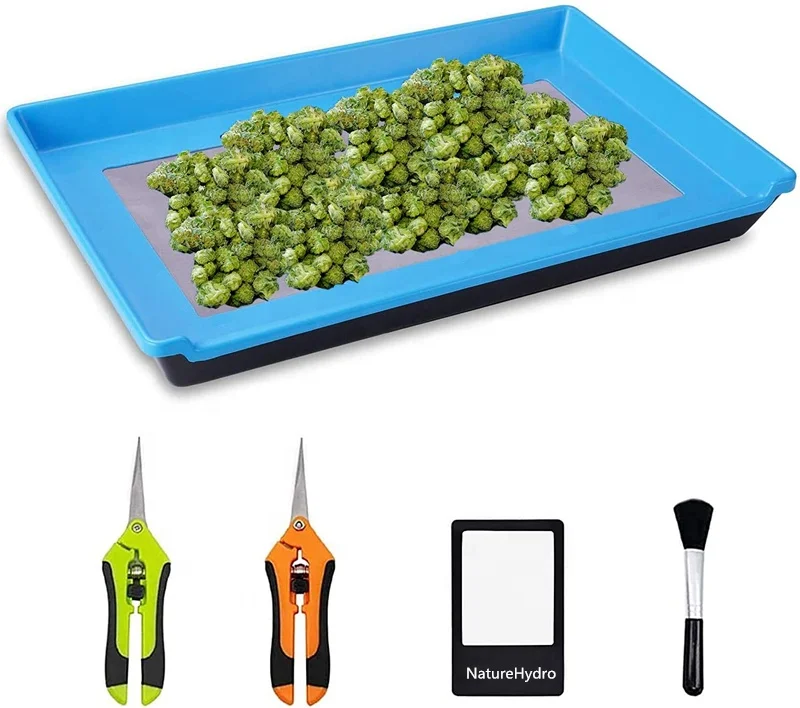 Heavy Duty 2-In-1 Trimming Tray for Herbals Collecting, Dry Sift Screen Set  with