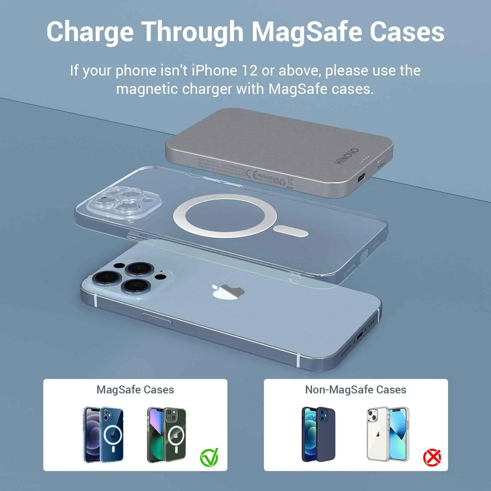 hinovo magnetic battery pack wireless portable