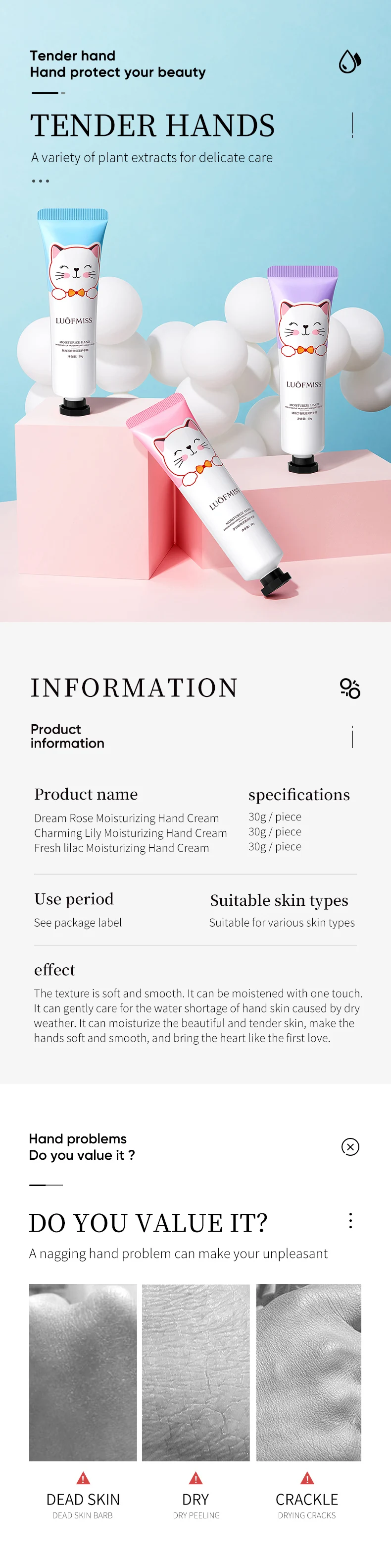 LUOFMISS Hand Care Fragrance Plant Hand Nursing Moisture Cream