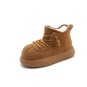 Children's Fashion Winter Snow Boots for Kids Girls and Boys Lace-up Cotton Thickened Bread Shoes