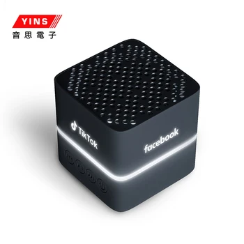 Glowing Sparkling Light-Up Illuminated Logo Square Wireless Square Cube Speaker - Customizable Gift that Shines