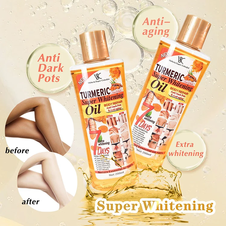 Private Label Lightening Skin Care Moisturizer Oil Body Massage Turmeric Whitening Oil For Black