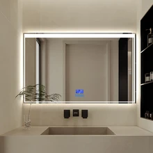 Modern Designer Decorates Home Salon with Long Led Smart Lighting and Large Wall Mirror