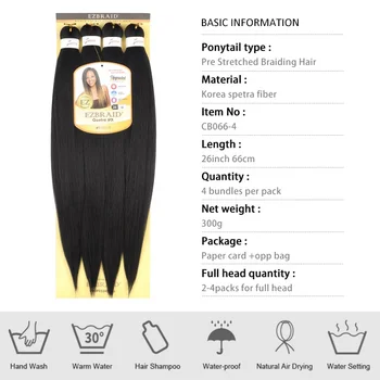 Bundle of 4 Packs) Braiding Hair Pre-Stretched 52 inches
