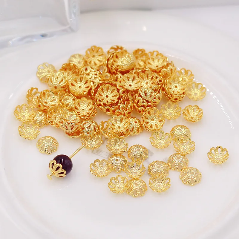 Diy Gold Jewelry Finding Torus Holder Bead Spacer DIY Beaded Flower  Filigree Gold Plated Copper Bead Cap - Main Image