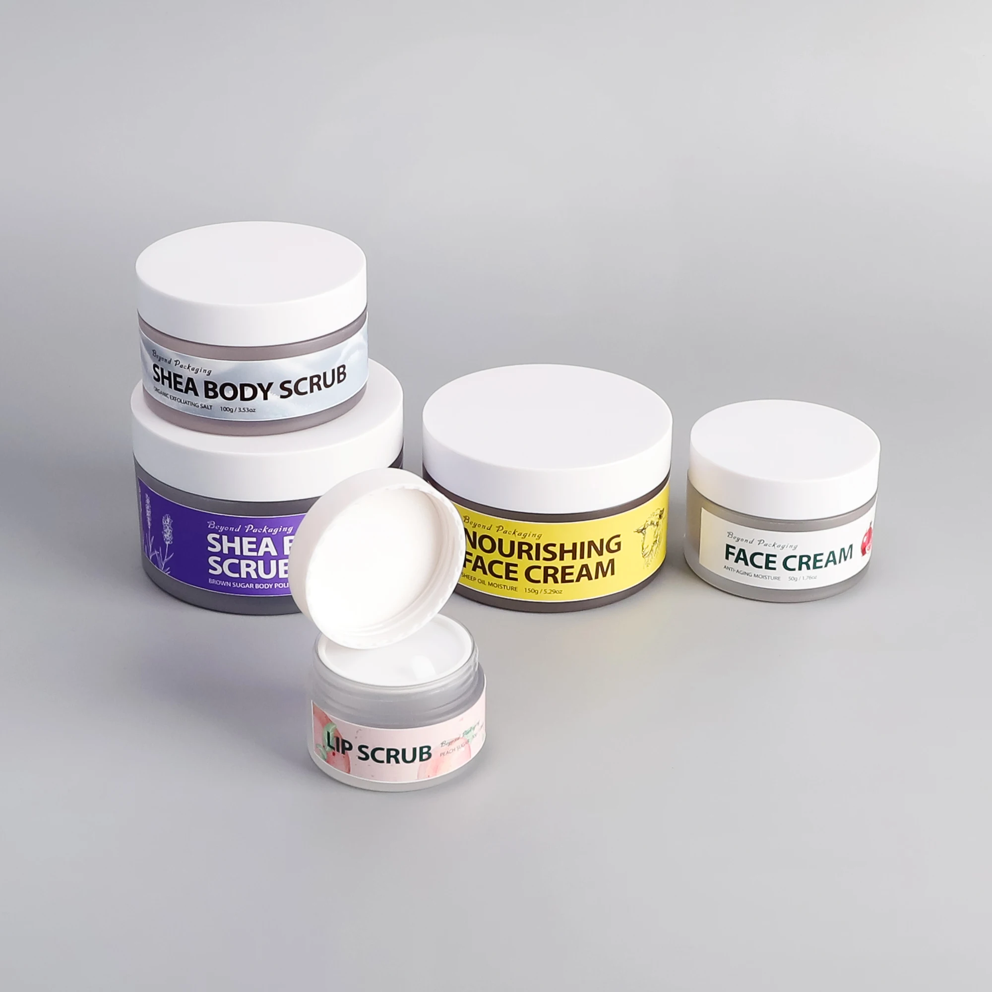 Empty Customized Plastic Pet Frosted Body Butter Jars Containers With