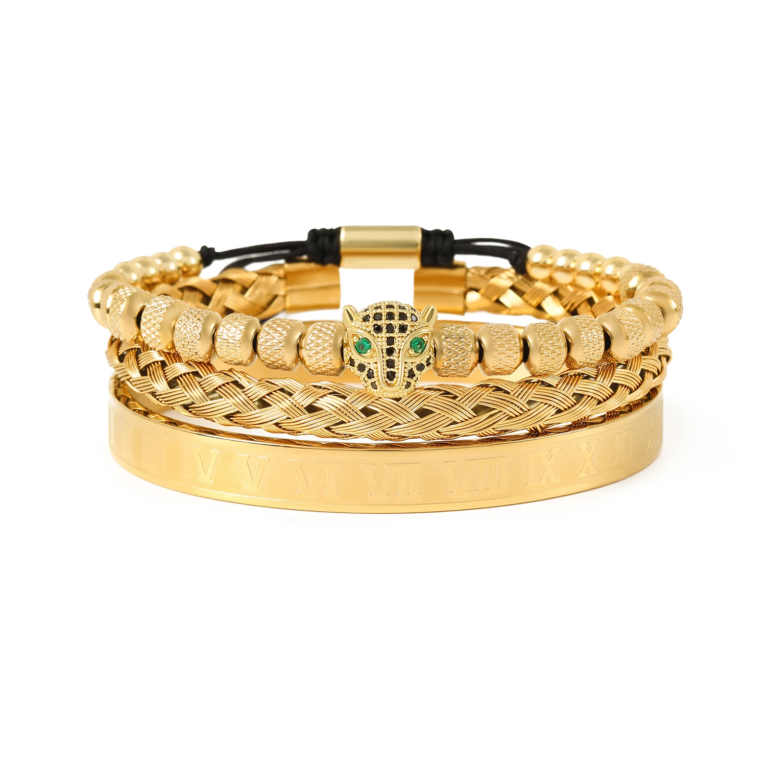 3 styles of luxury gold bracelets -