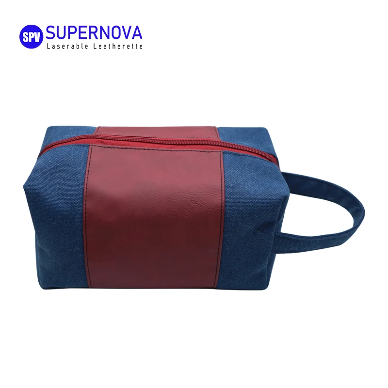 Custom Travel Dopp Kit Cosmetic Bag Zipper Closure Makeup Bag Laserable Leatherette Canvas Toiletry Bag For Men and Women