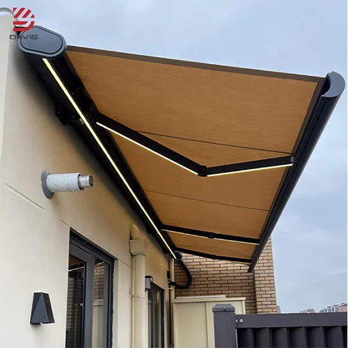 Hot Sale Wasserdichte motorisierte Markise im Freien Klappbarer Aluminium  arm Voll kassette Einziehbare Markise Schatten Terrasse
