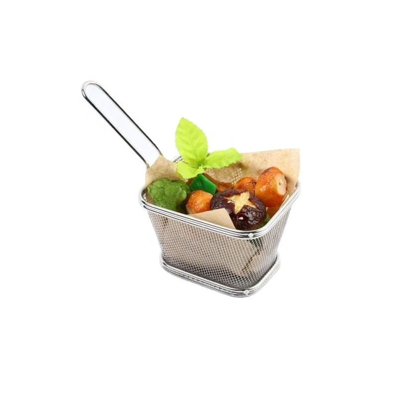 Kitchen Stainless Steel square Rectangle Wire Mesh Serving Mini Small Holder Taco Shell French Fries Fry Deep Fryer Basket