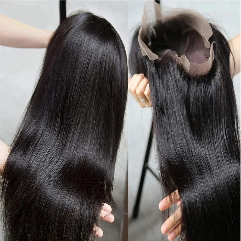Echthaar Lace Front Perücke Lang Bone Straight Peruanisch Für Damen_voghion.com