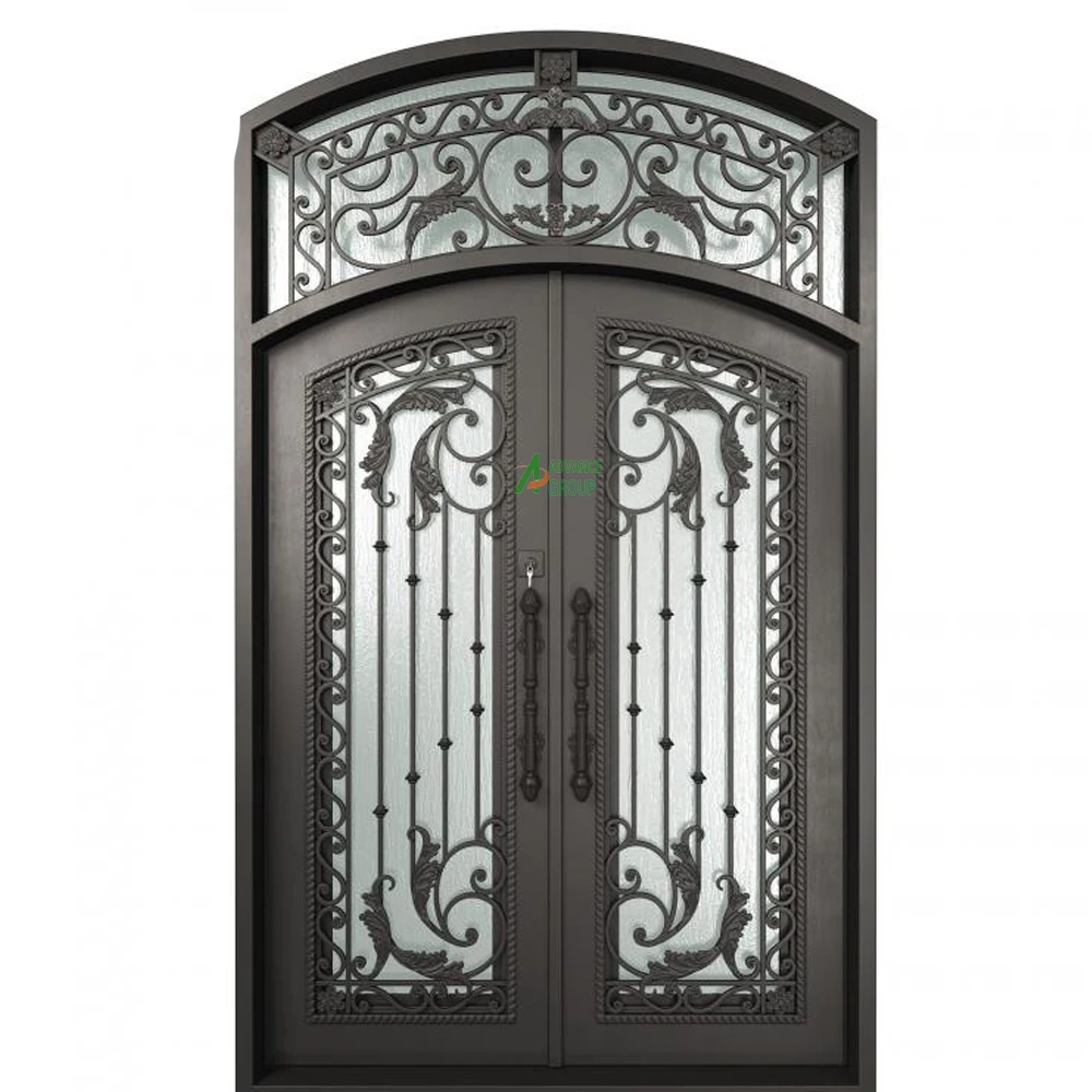 Advance European New Grill Latest Design Safety Double Entrance Wrought Iron Door