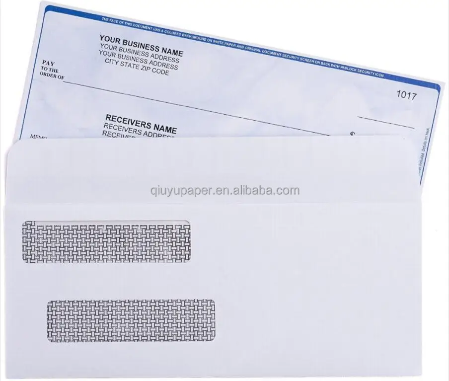 10 Double Window Envelopes Regular Gummed White Security Envelopes 4