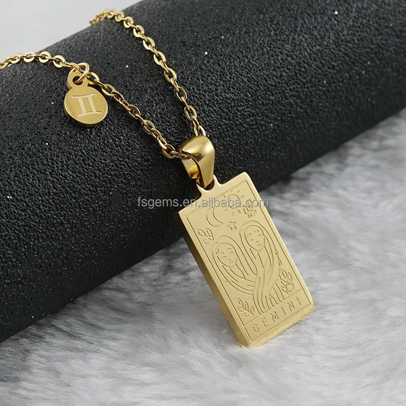 Fashionable 18K Gold Plated High Quality Shiny Chain Necklace With Pattern Engraving Charm Pendant Necklace