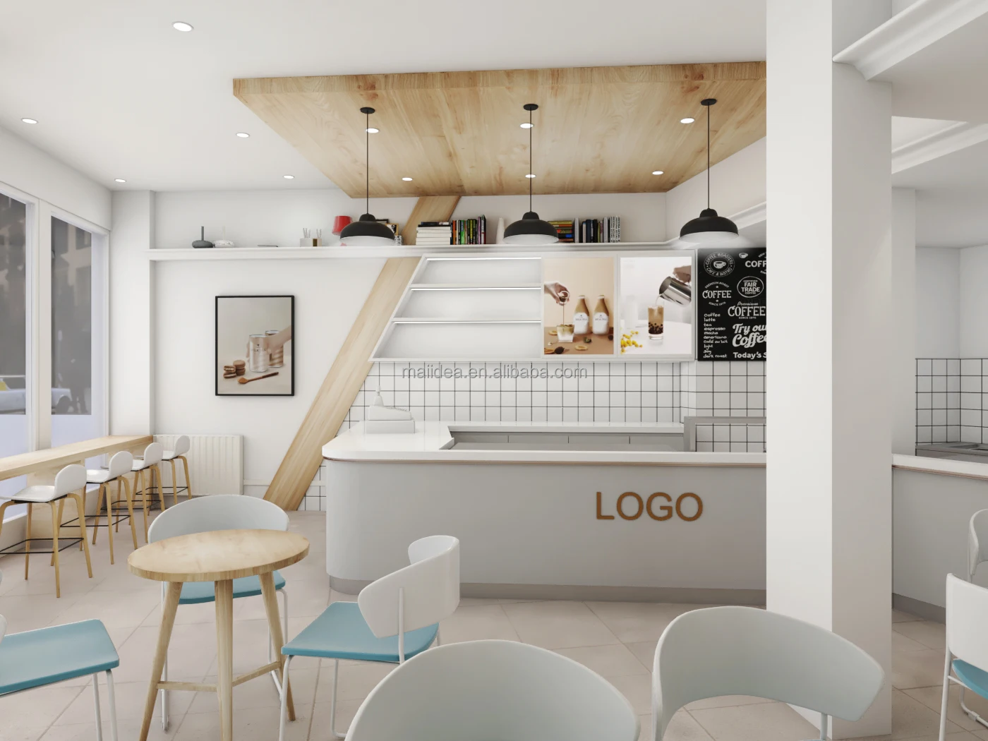 Bubble Tea Shop Interior Design Table And Chair Ice Cream & Coffee Bar ...